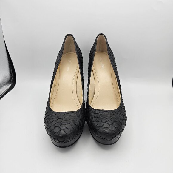 Calvin Klein Kendall Fish Skin Black Heels Size 9 - Picture 4 of 9